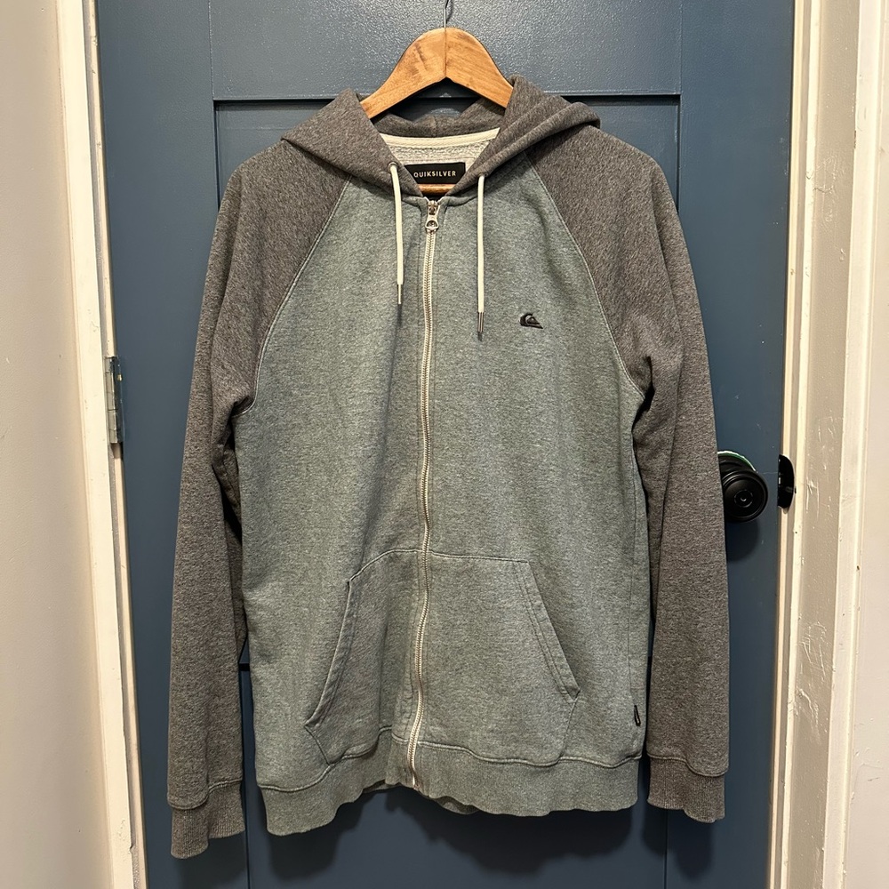 Quiksilver Men's Two-Tone Gray Zip-Up Hoodie
